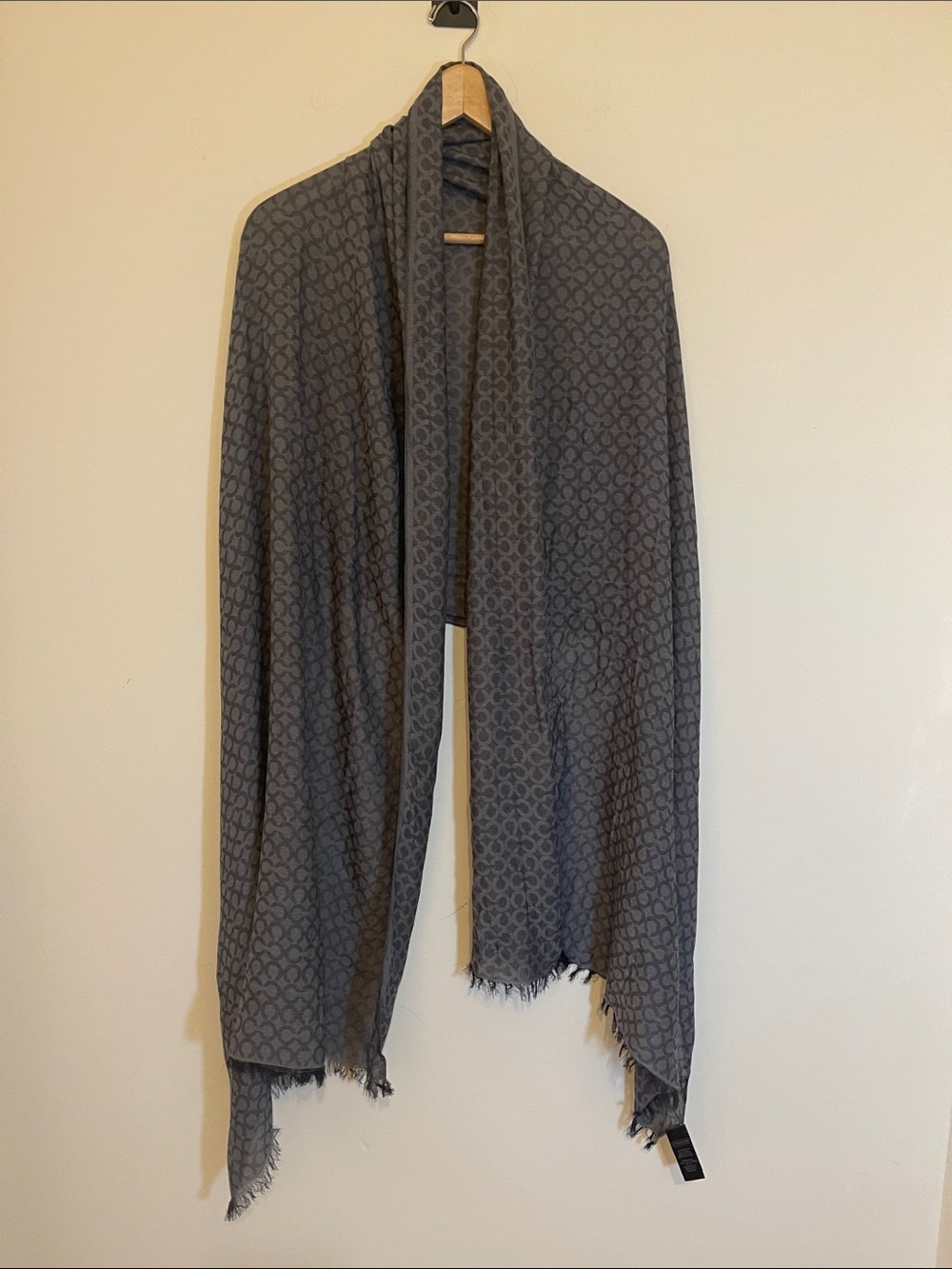 Coach  Patterned CCs Women's Shawl / Scarf Wrap Black and Gray 77x29